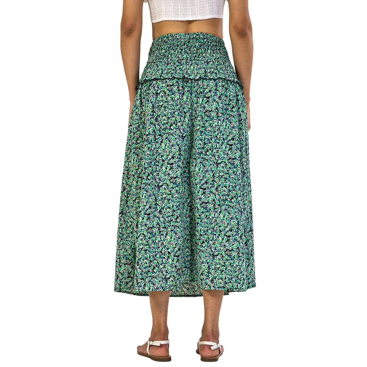 Wholesale European Style Pleated High Waist Casual Fashion Pattern Printing Women Long Skirt