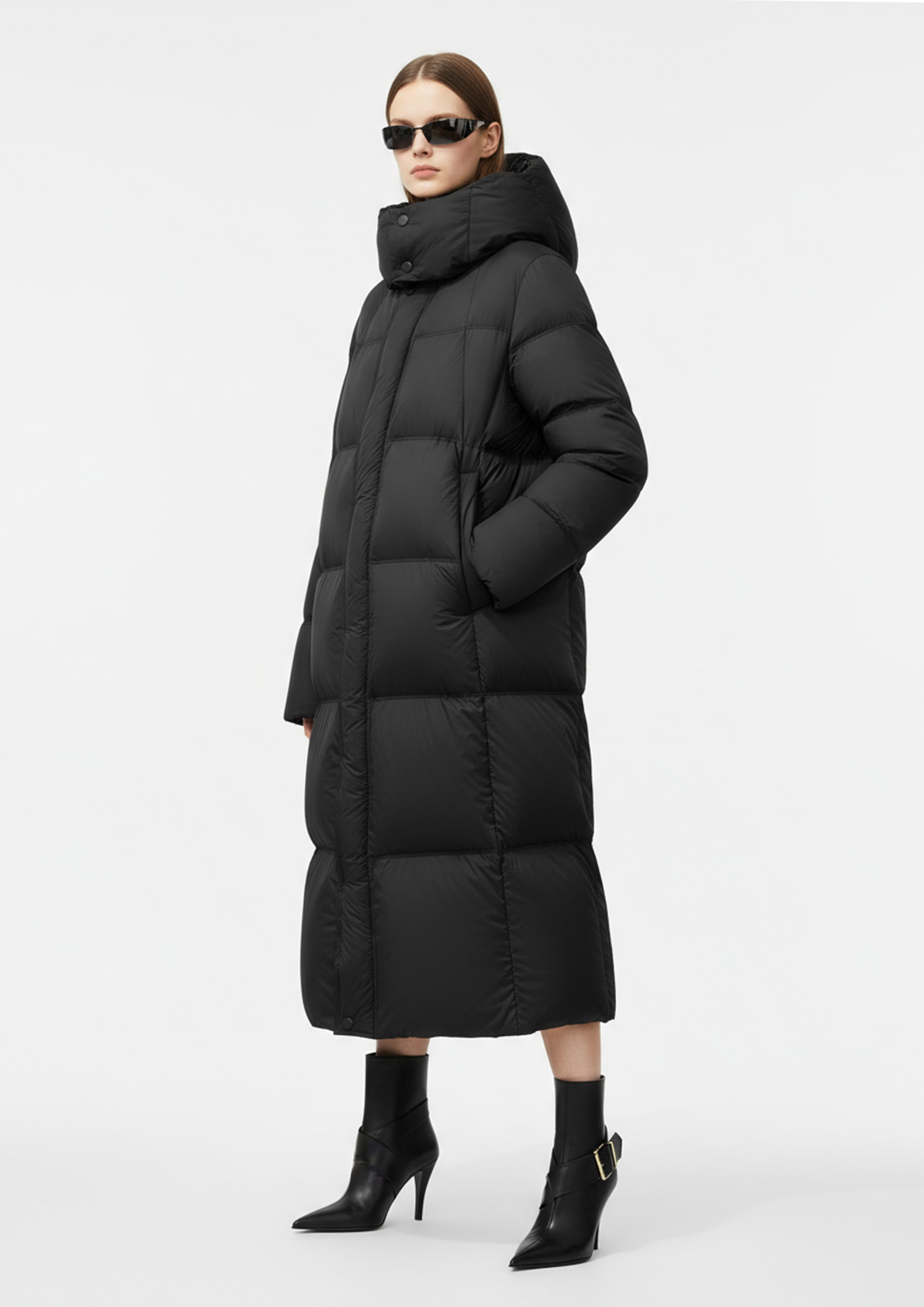 QLYP Winter Waterproof Windproof Breathable 150g-200g Fashion New Collection Long Coat Plaid Zipper Design Loose Fit Hooded