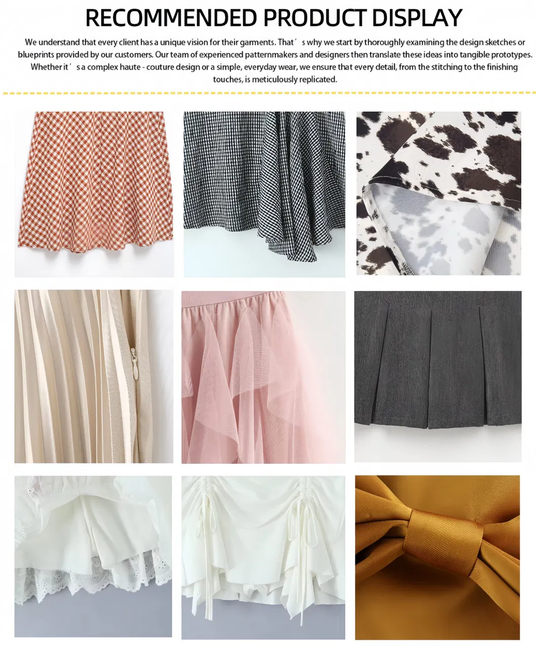 Custom Made Low MOQ Chic Fashion Casual Pleated Polyester Girl Skirt