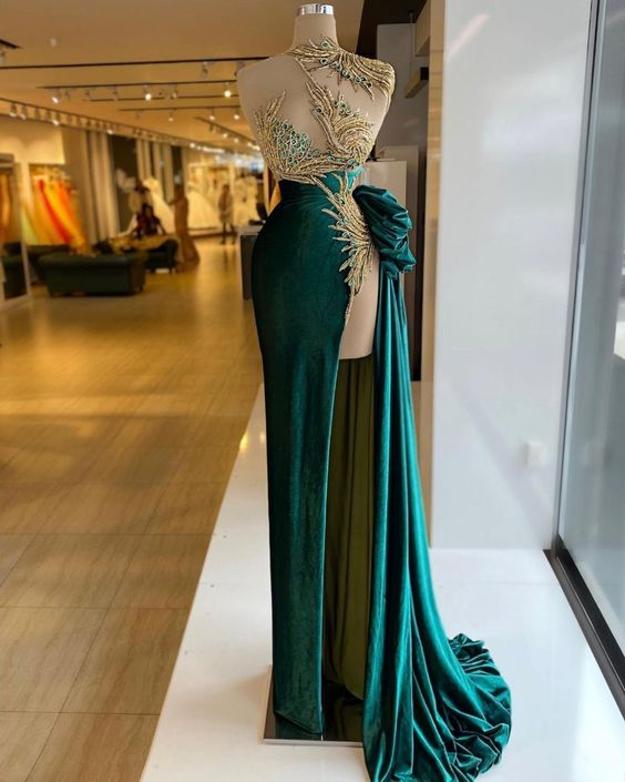 Green Blue Mermaid Party Gowns Mermaid Sexy Prom Evening Dresses P228