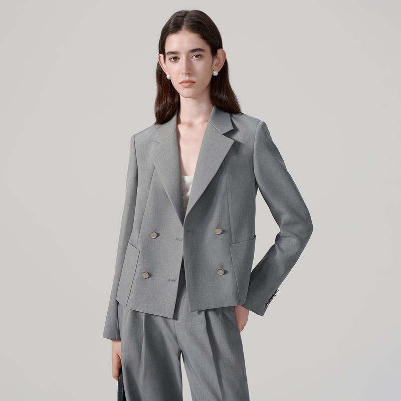 OEM Custom Logo Embroidered Women's Business Casual Blazer with Side Vents and Functional Buttons Blazer