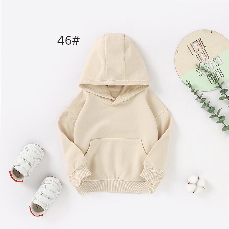 Wholesale Long Sleeve Pouch Pocket Unisex Baby Hoodies Sweater Organic Cotton Plain Baby Hoodie Clothing