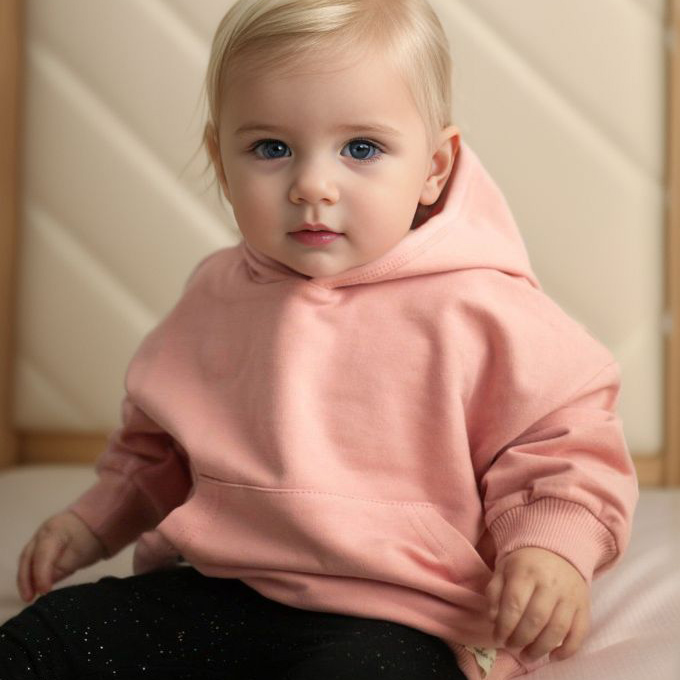 Wholesale Long Sleeve Pouch Pocket Unisex Baby Hoodies Sweater Organic Cotton Plain Baby Hoodie Clothing