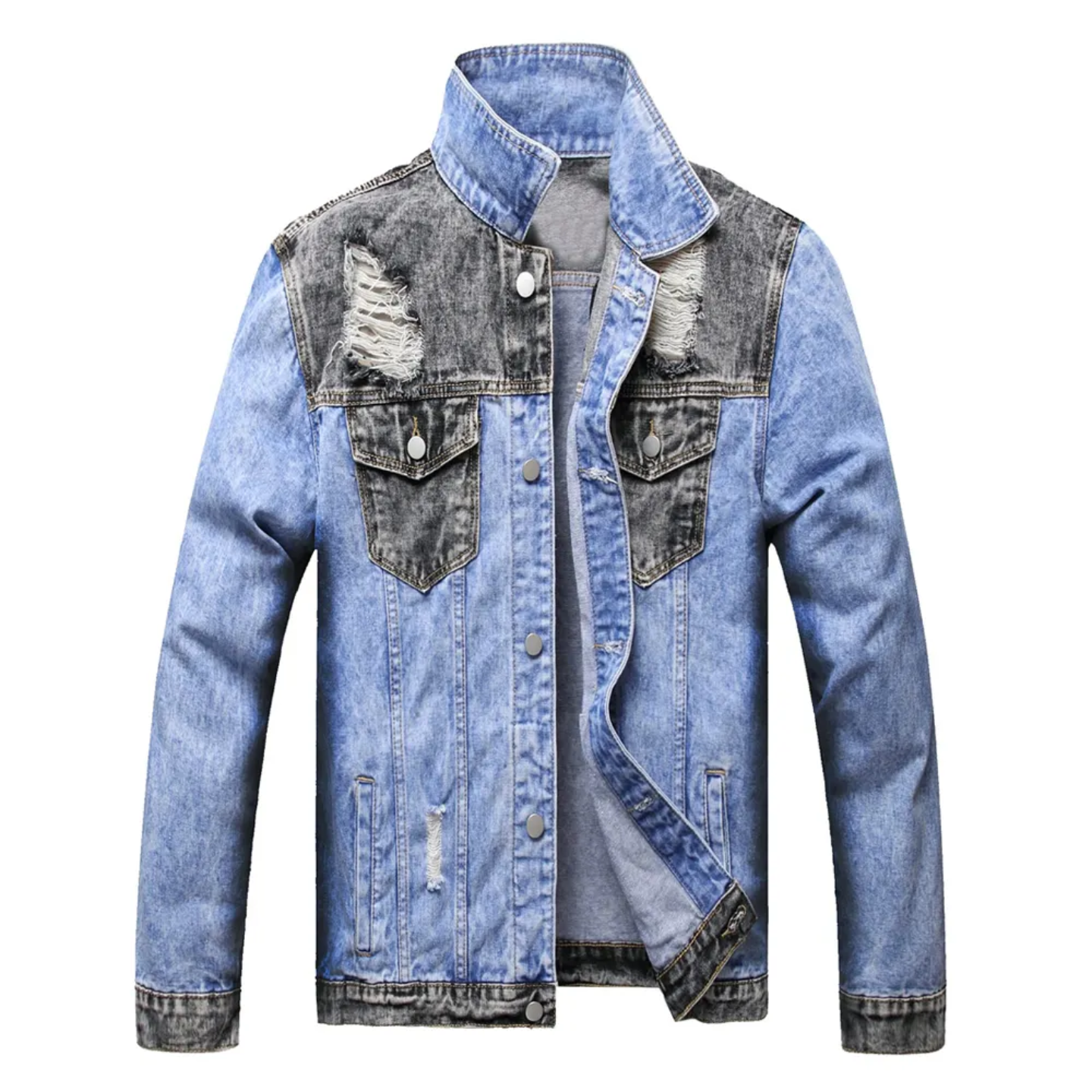 Custom Denim Jacket Detail Front View