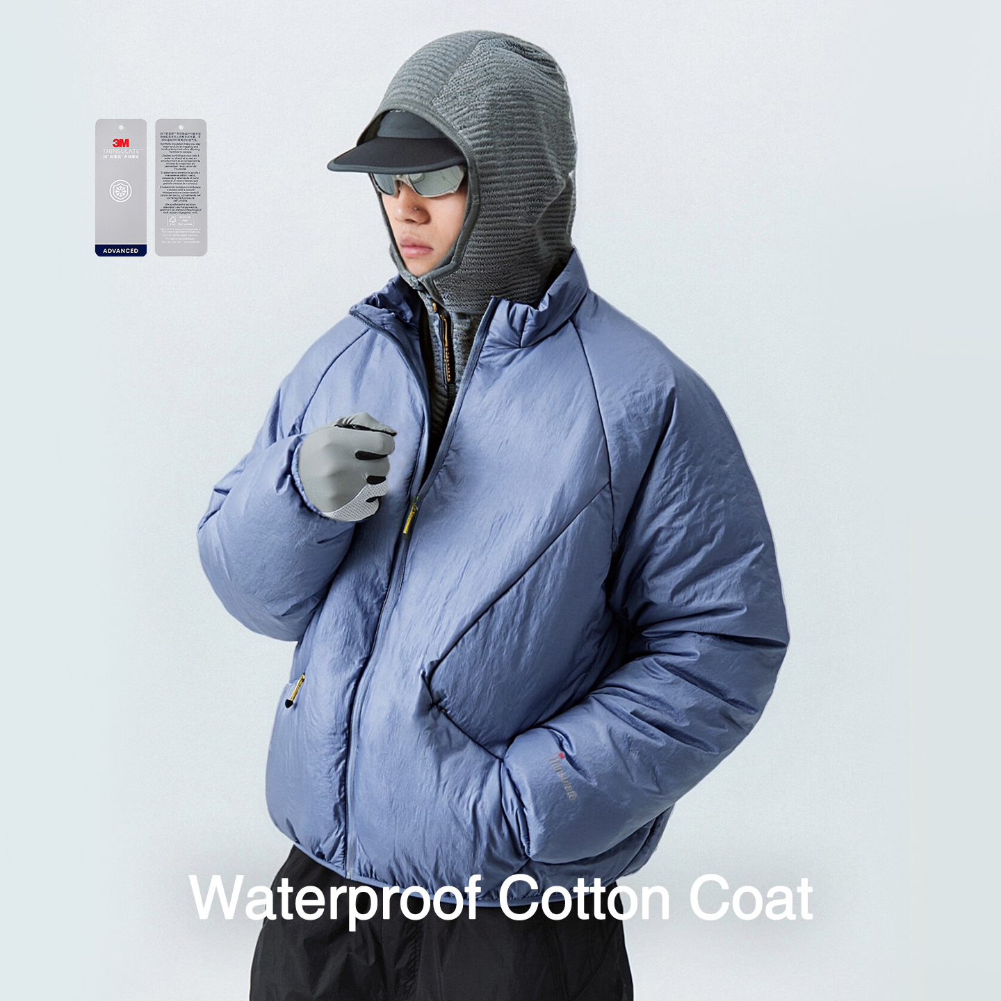 QUICKSHOW 3M Thinsulate Men's Waterproof Eco-Friendly 80% Down Canvas Zipper Puffer Coat Winter Techwear