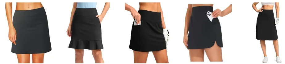 Womens Pleated Tennis Skirt Double Ruffle Golf Skort Tummy Control Athletic Skirts with 3 Pockets Workout Pickleball