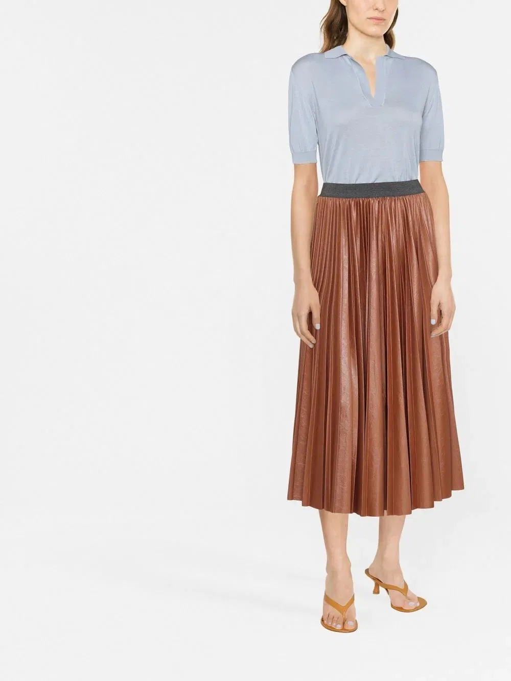 Summer Women Casual OEM Accept Clothing Factory Pleated MIDI Skirt Straight Hem