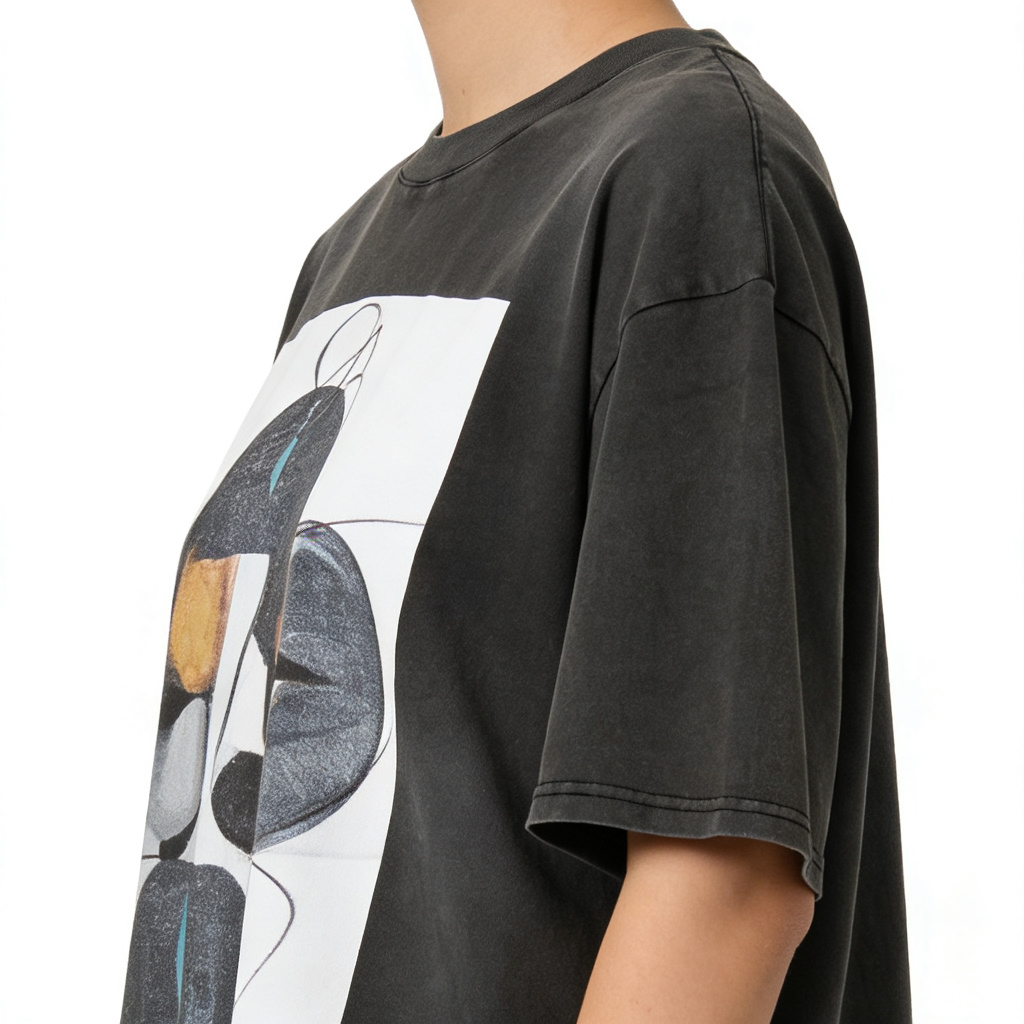 Men's Loose Cotton Knitted DTG Casual Fitness T-Shirt Front Logo Eco-Friendly Breathable Quick Dry Streetwear Style