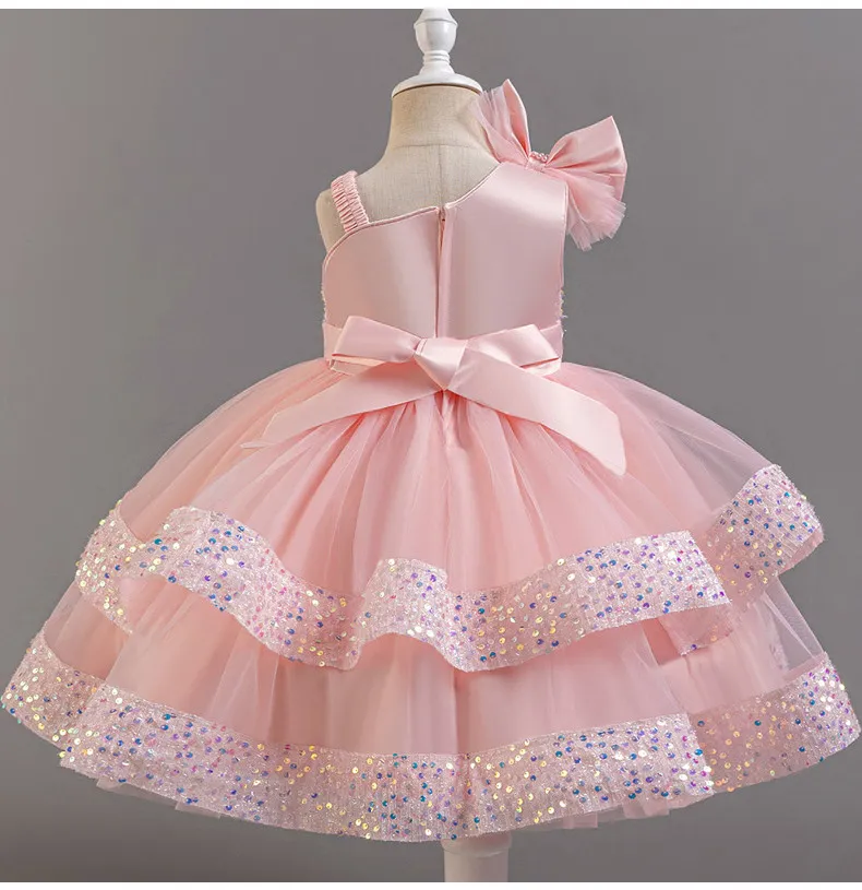 Children's Sequined Fluffy Mesh Cake Princess Dress Baby Girl Evening Dress