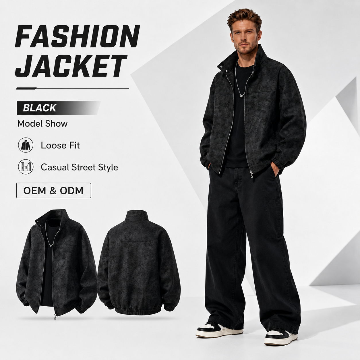 "Men's Denim Jacket Autumn Winter 2026 Collarless Canvas Loose Fit Comfortable Versatile High-quality Breathable Casual"