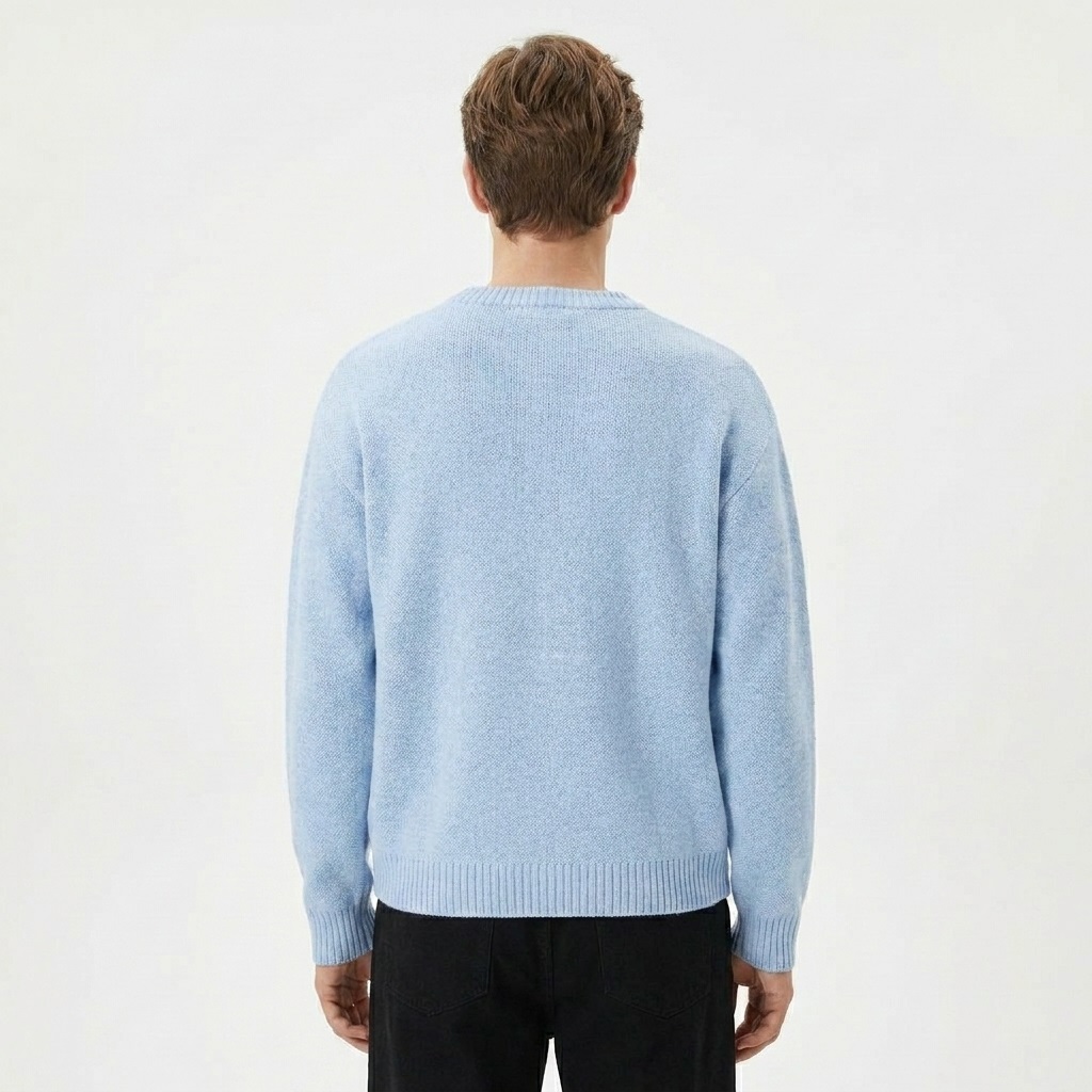 Custom OEM ODM Men Knit Sweater Cotton Knitwear Jacquard Sweater Pullover Manufacturer Crew Neck Long Sleeve Knit Sweater Men
