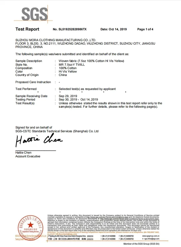 ANSI/ISEA 107 Test Report