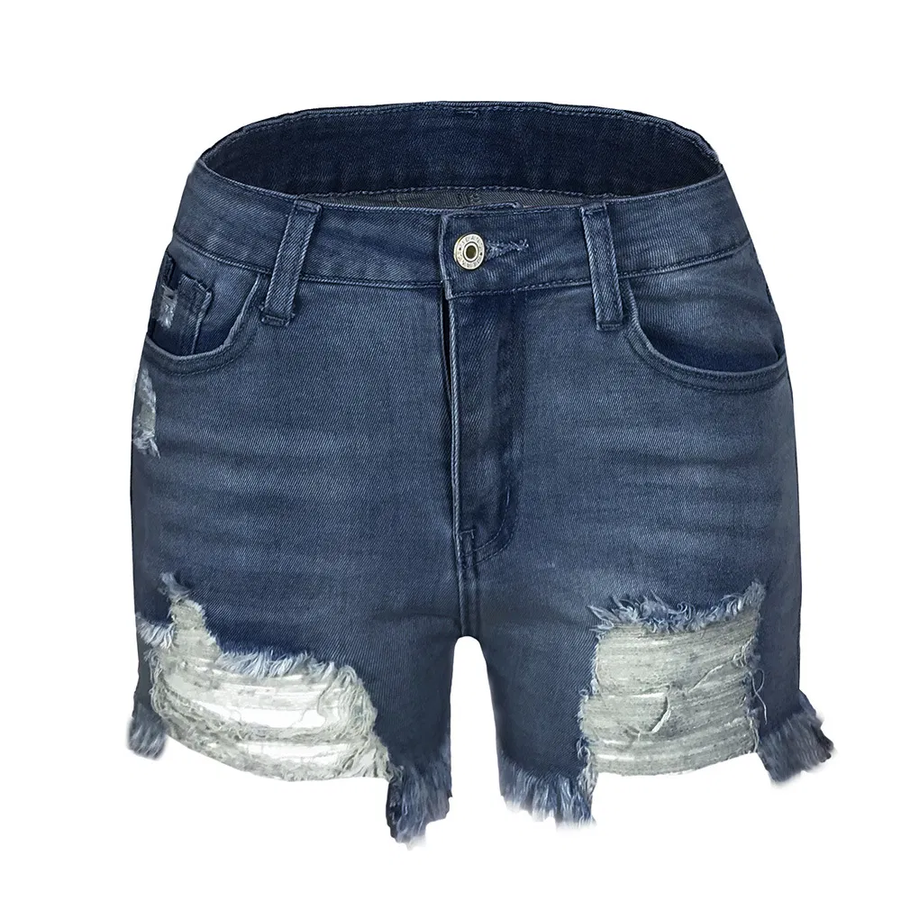 New Fashion Design Amazon Elastic Tassel Ladies Jeans Hot Women's Denim Shorts