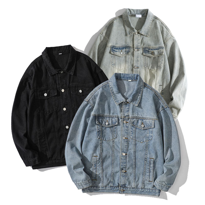 Washed Solid Design Denim Jackets For Men And Women Unisex Casual Street Wearing Loose Design Spring Jean Jackets