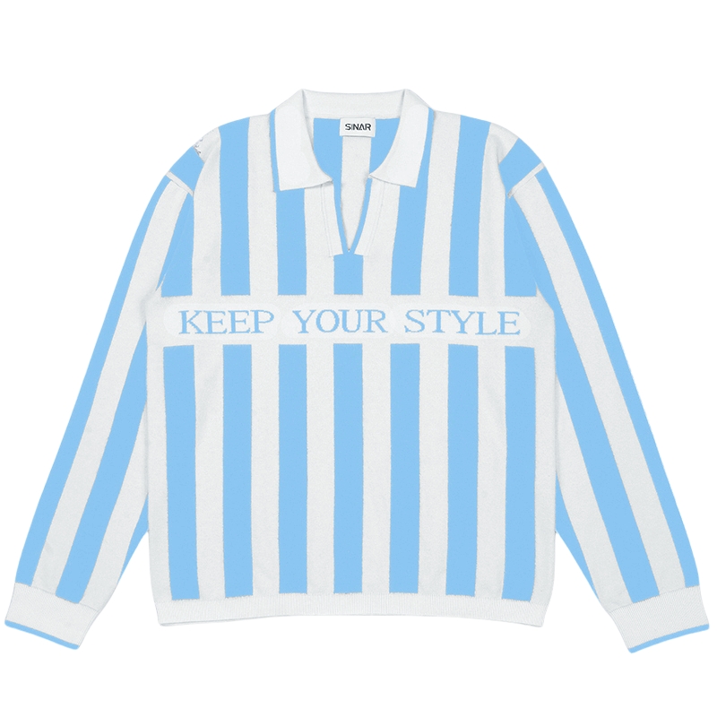 Custom LOGO Men Sweater Jacquard Letter Jumper Casual Pullover Striped Knitwear Polo Shirt Winter Loose Knitted Sweater for Men