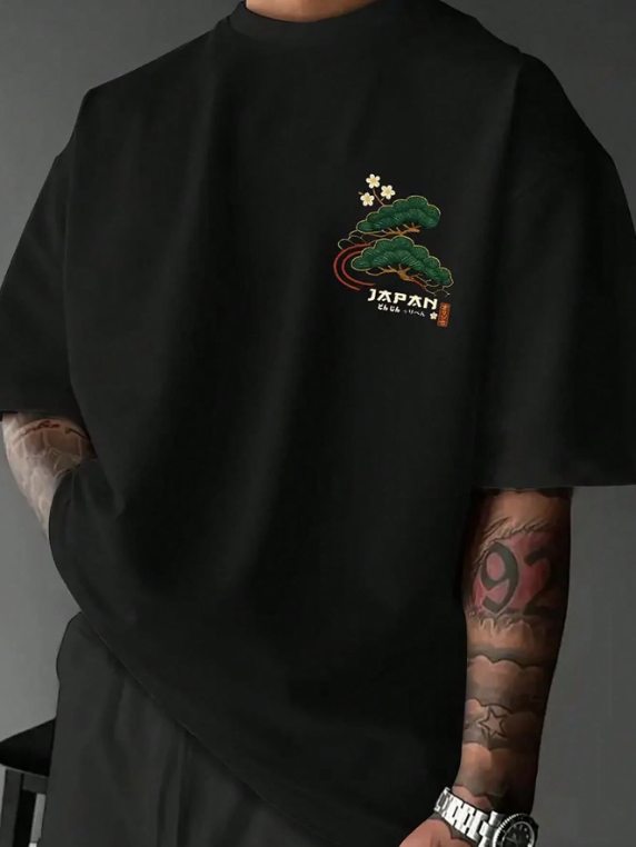 Custom logo Color Design Casual Style Graphic DTF DTG Printing Streetwear Tee Men's Loose Drop Shoulder T Shirt for Daily Wear