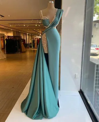 Green Blue Mermaid Party Gowns Mermaid Sexy Prom Evening Dresses P228
