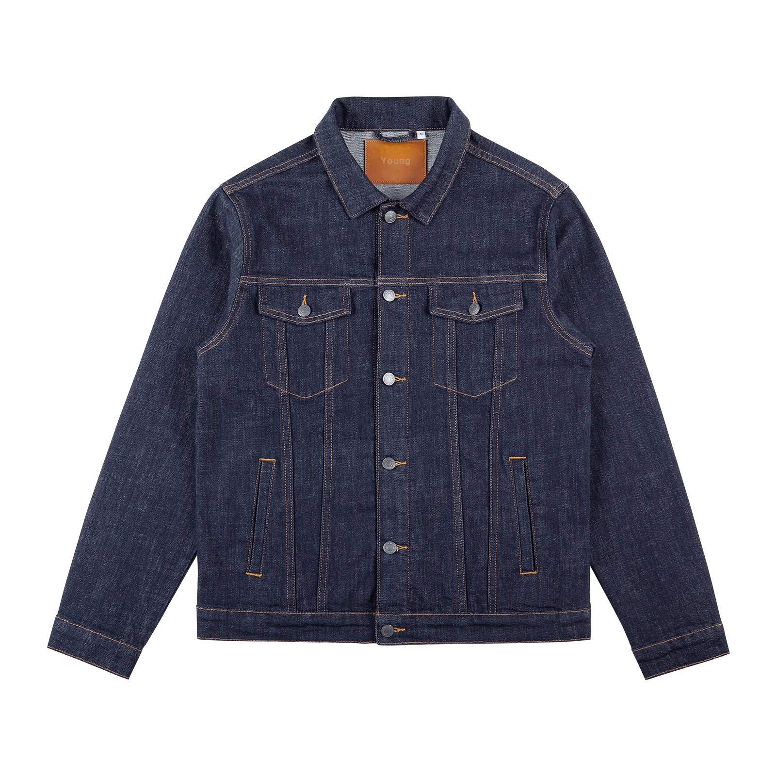 Customized Heavyweight logo Men's Trimmed Denim Jacket, High-quality Raw Materials, Long Clothing, OEM Service