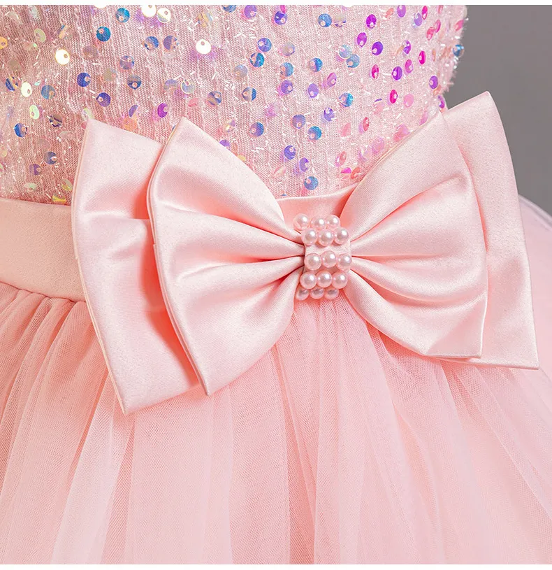 Children's Sequined Fluffy Mesh Cake Princess Dress Baby Girl Evening Dress