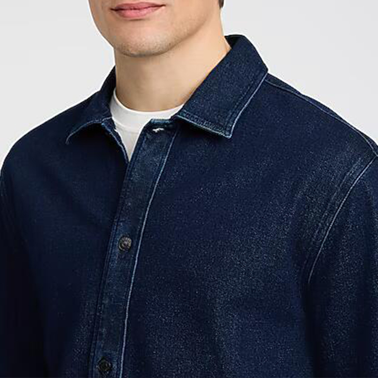 Cotton/Spandex Denim Dark Wash Eco-Friendly Casual Double Patch Pocket Shirt Jacket