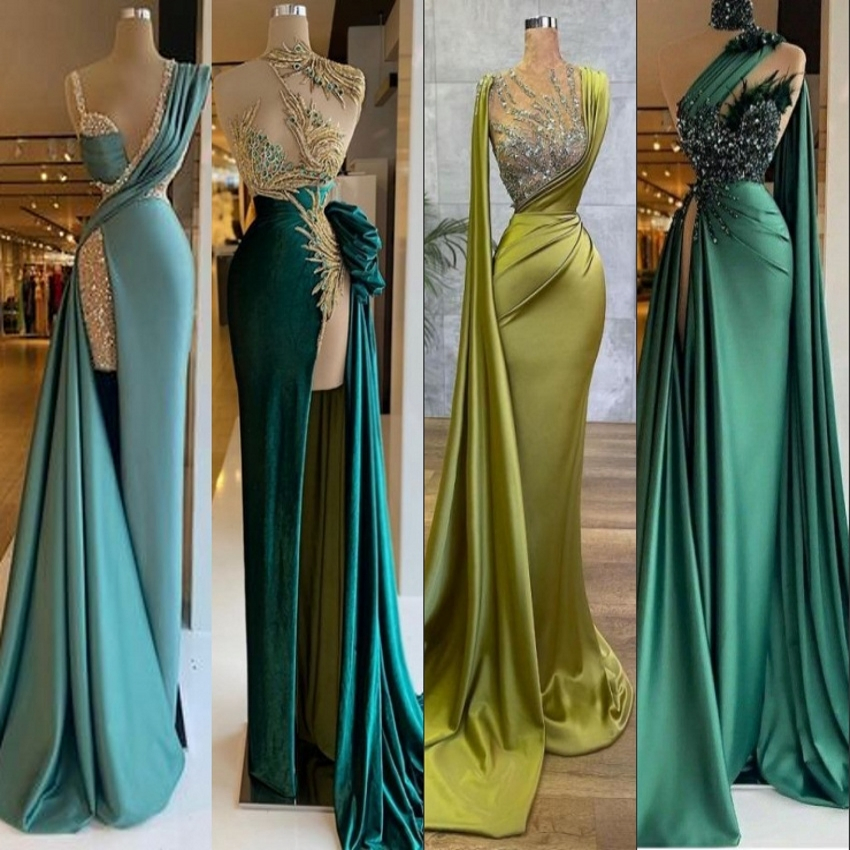 Green Blue Mermaid Party Gowns Mermaid Sexy Prom Evening Dresses P228