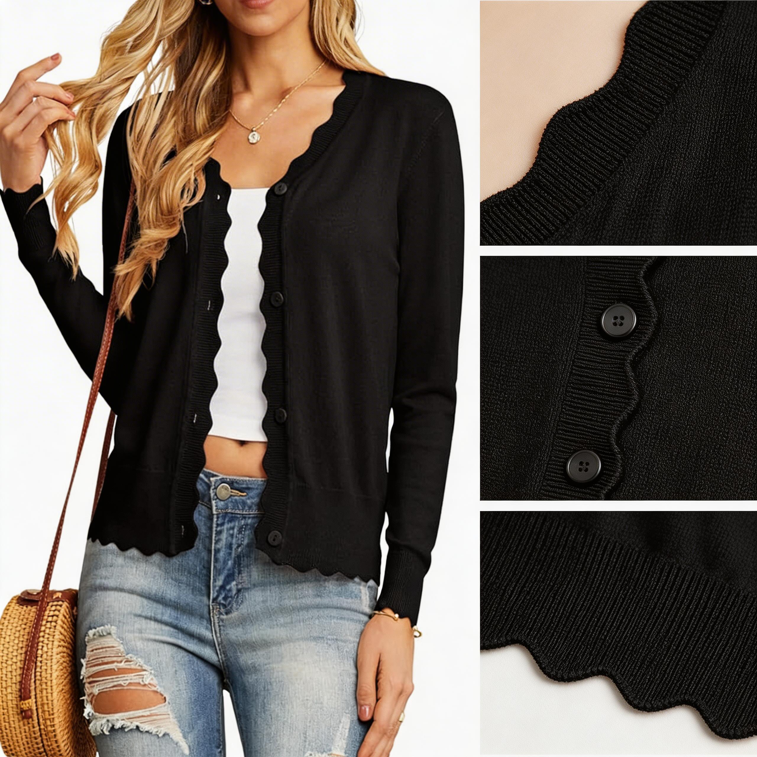 Women's Long Sleeve V-Neck Casual Autumn Knit Shirt/Blouse Solid 100% Polyester Anti-Pilling Covered Button Closure