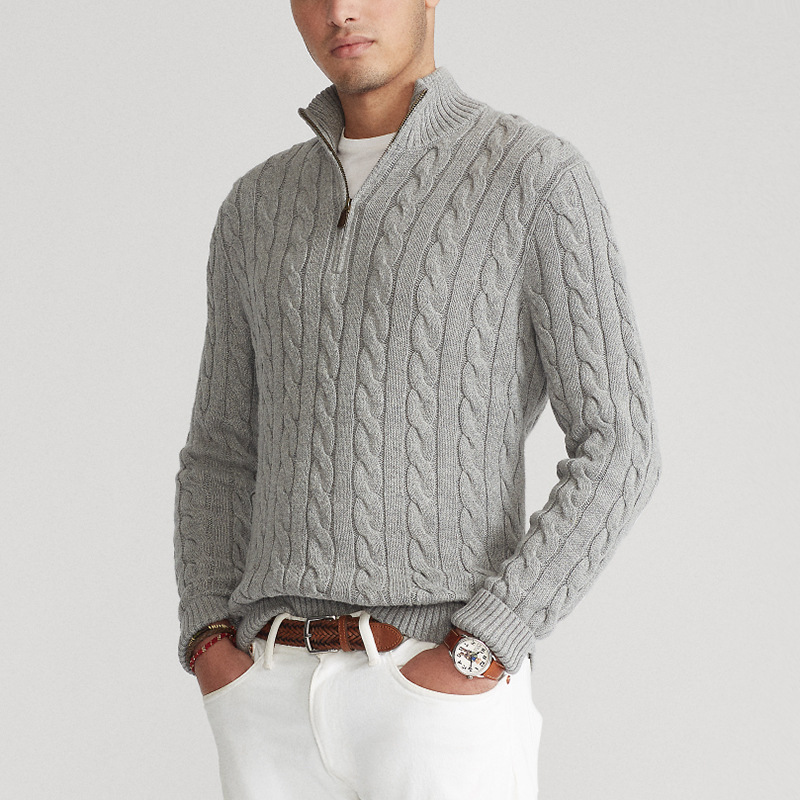 Classical Style Big Cable Knit Cashmere Men Sweater Men's Sweater
