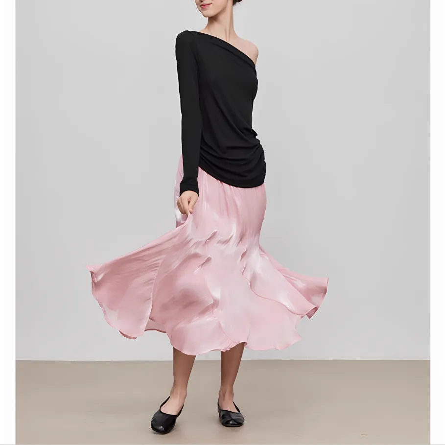 Casual Summer Print Embroidery Pleated Skirt A Line White Women's Half Length Skirt MIDI Skirt