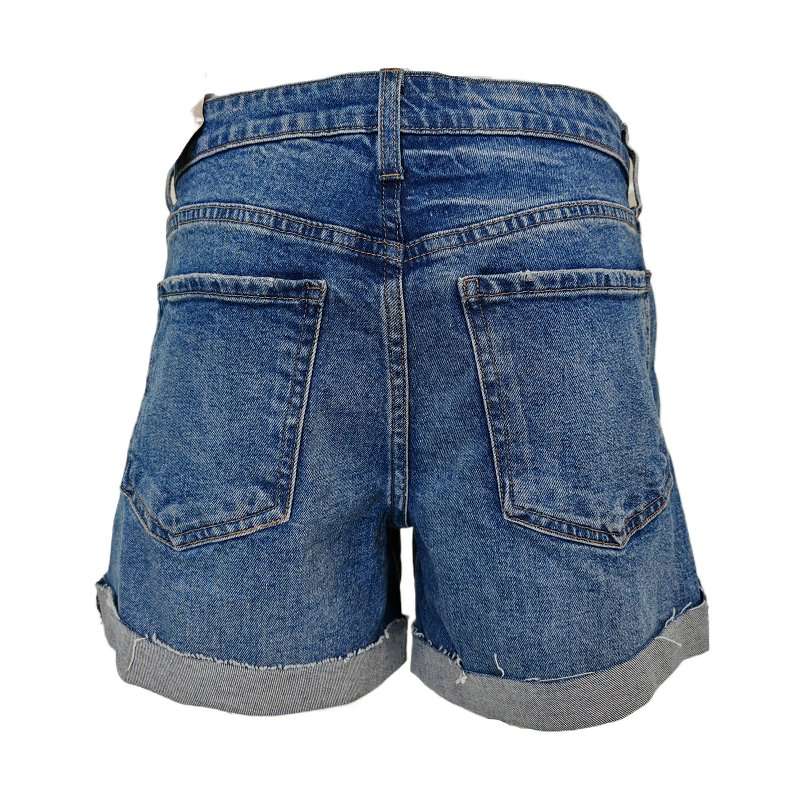 Ladies Unique Design Loose Side Pocket Casual High Waisted Light Blue Women Denim Shorts