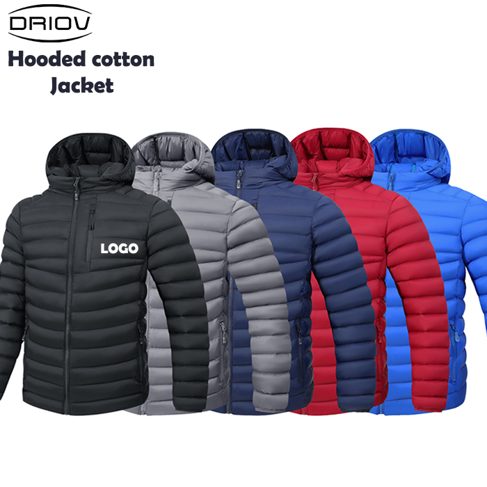 2025 New Winter Warm Men's Down Cotton Quilted Jacket Hooded Thickened Puffer Coat Custom Logo