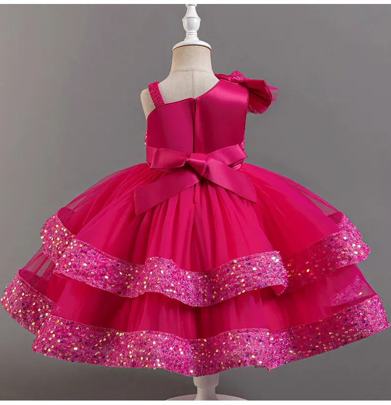 Children's Sequined Fluffy Mesh Cake Princess Dress Baby Girl Evening Dress