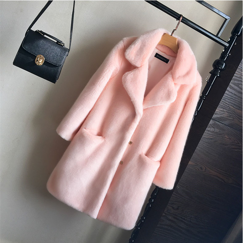 Wholesale Women Winter Clothes New Fur-Integrated Long Faux Fur Coat Mink Women's Mid-Length Fur Coats for Ladies