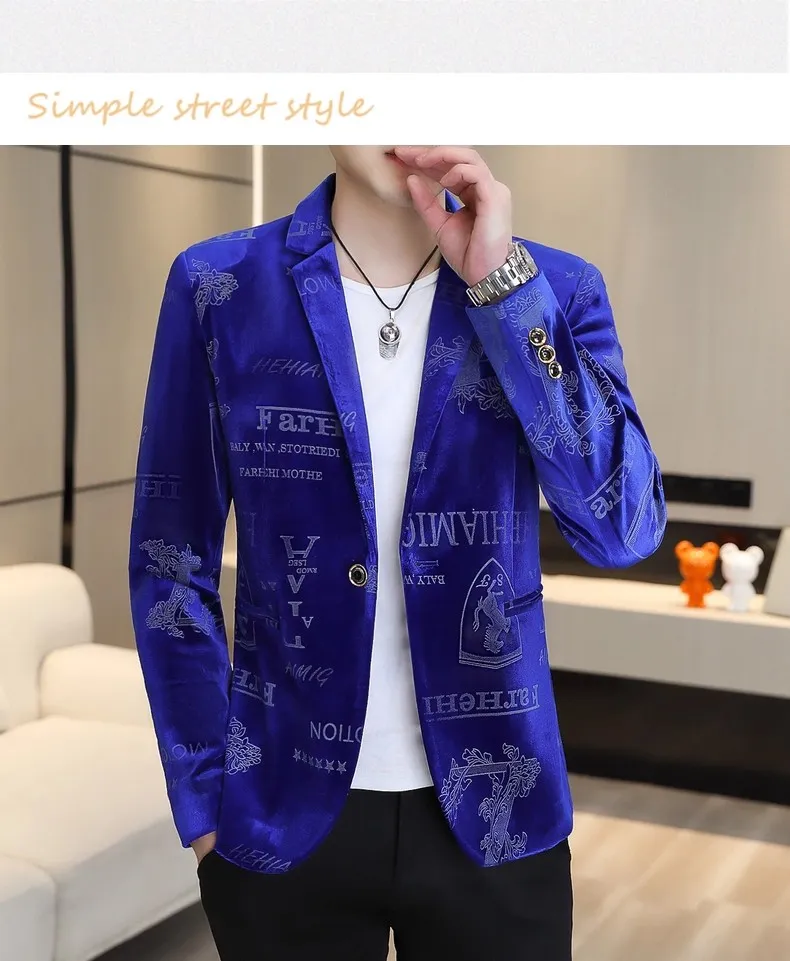 OEM Custom Brand Logo Wholesale Men Casual Autumn Handsome Suit Slim Fit Long Sleeve Blazer Jacket Detail 2