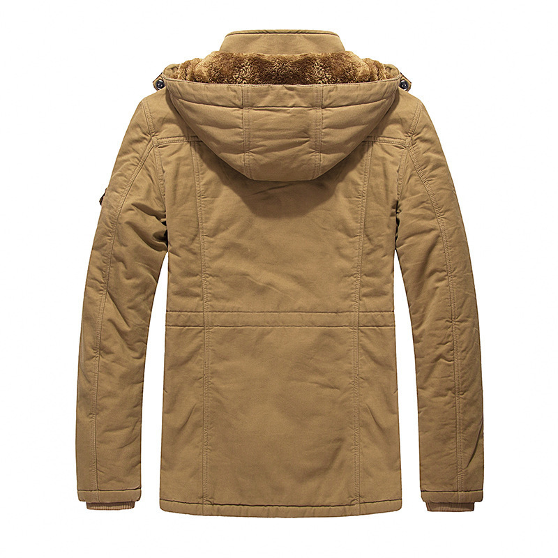 5XL Wholesale Man Winter Coat Hooded Cotton Jacket Fleece Thickening Long Plus Size Leisure Cargo Jacket