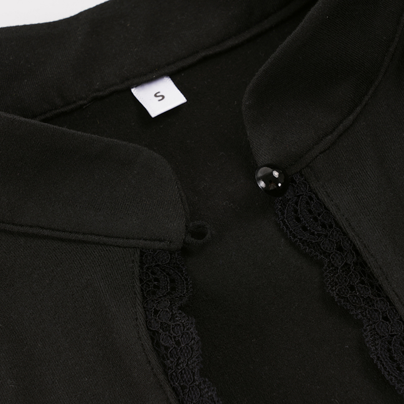 Lace-trimmed collar top detail 6