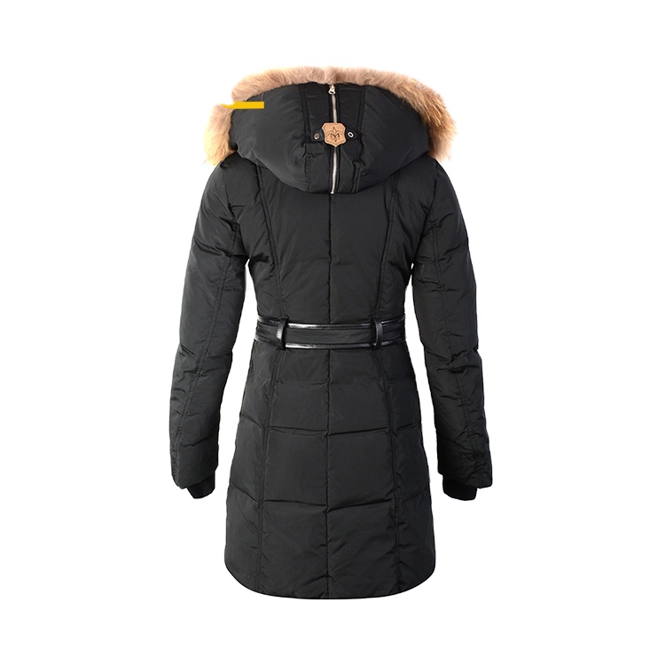 European Style Long Fur Collar Warm Winter Goose Ladies Down Coat Parka Jacket