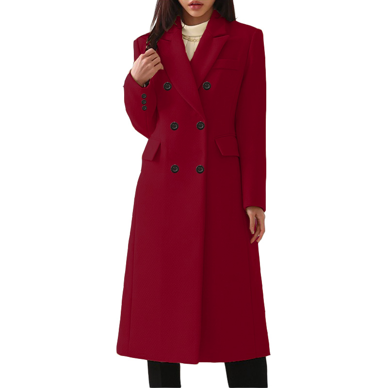 Hot Sale New Autumn Winter Women's Plus Size Breathable Plain Dyed Double Breasted Long Sleeve Overcoat Trench Coat