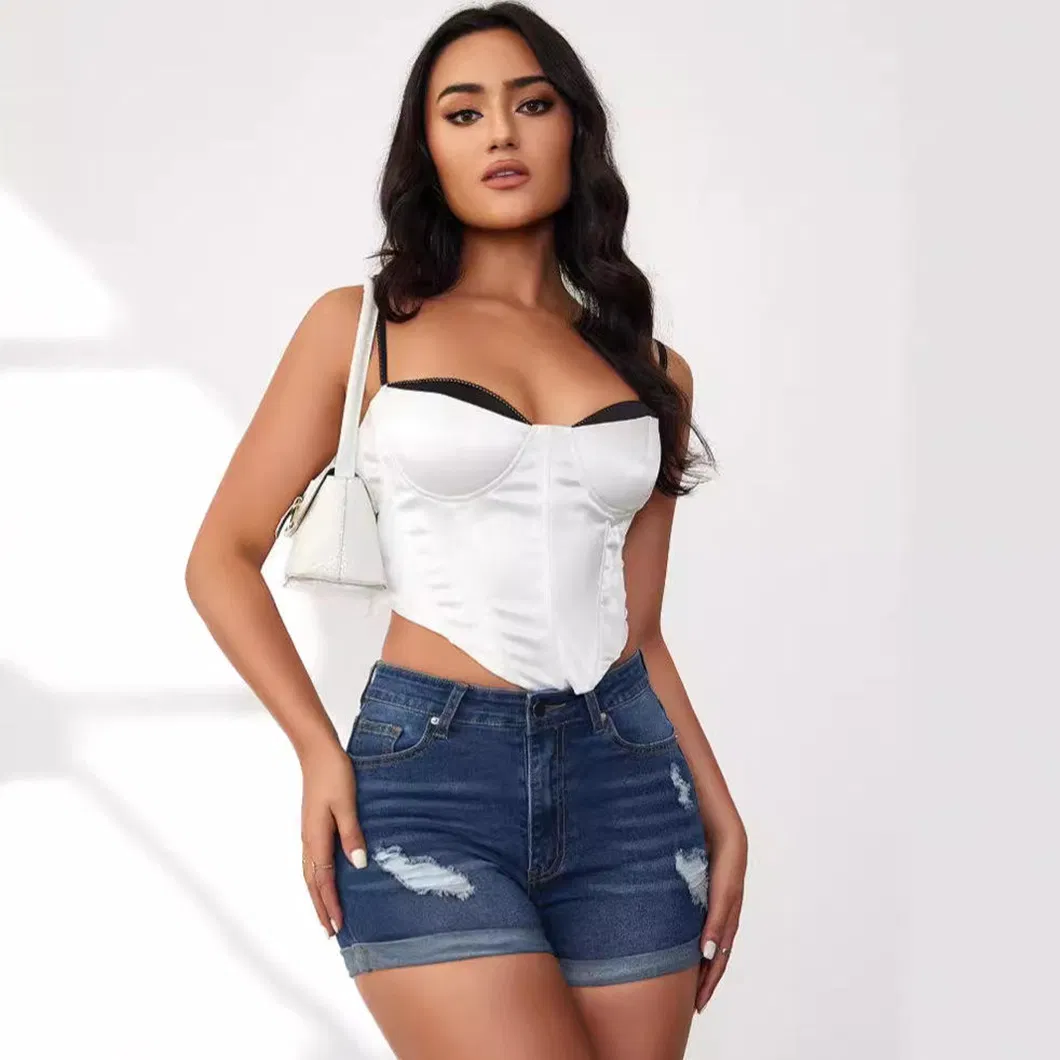 Holey Straight-Leg Casual Denim Shorts Fit