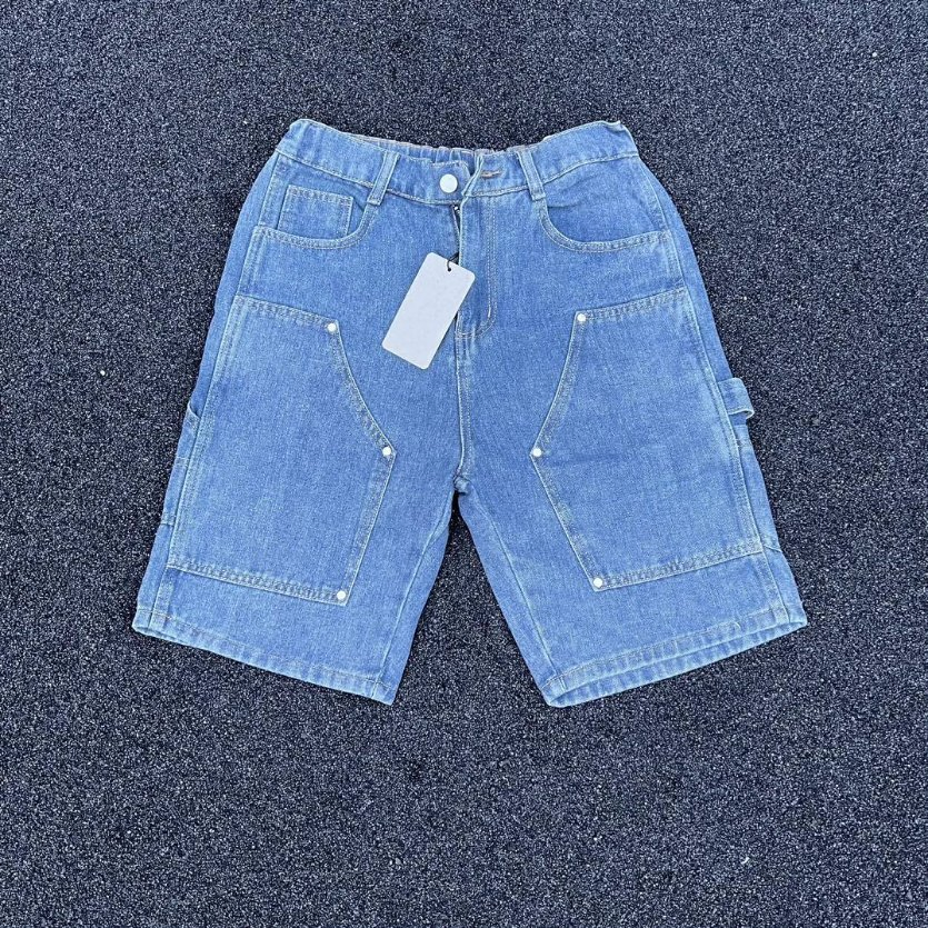 Men's Designer Distressed Embroidery Denim Shorts Breathable Vintage Hip Hop Style High Straight Light Streetwear Summer Vintage Men's Shorts