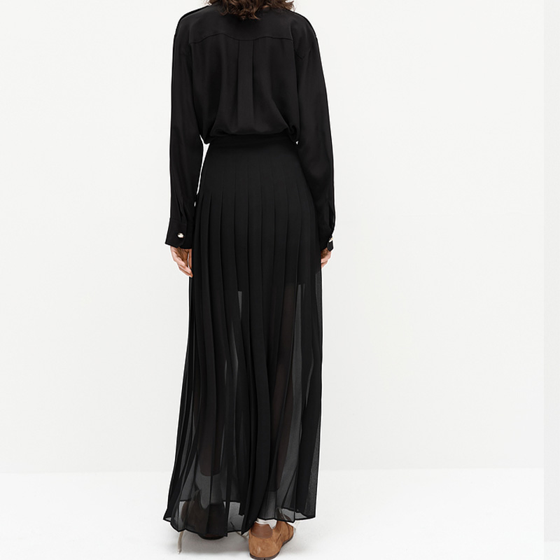European and American Women's Pleated Skirt with a Hanging Feeling Solid Color and Large Display Pleated Skirt