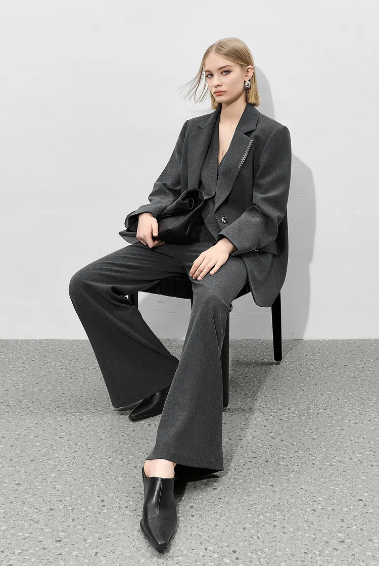 Brand Logo Customized Women Suits Jacket High-End Loose Fit Decorative Sewing Line Design Single Breast Women Blazer for Casual Wear