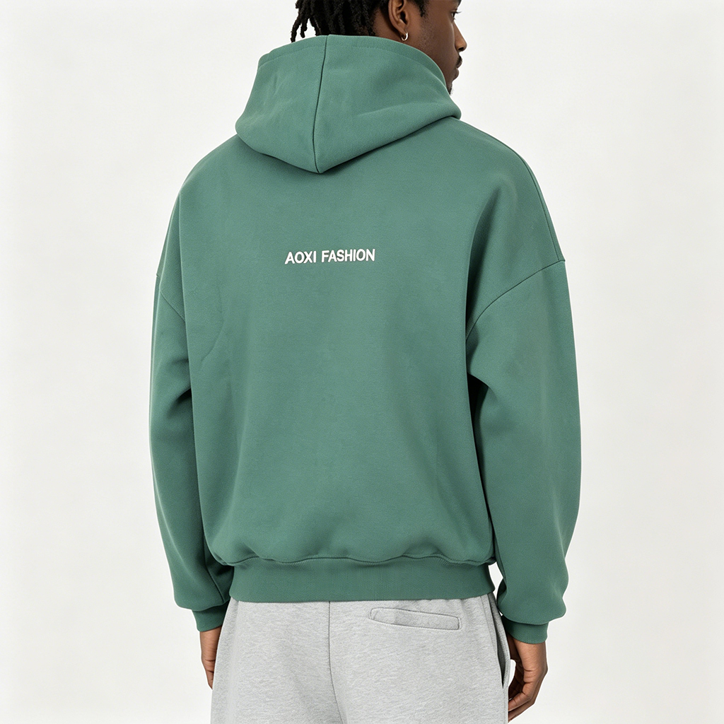 OEM Small Batched High Quality 380GSM Cotton Fleece Hoodie Oversized Drop Shoulder Plain Custom Logo Screen Print Men Sweatshirt
