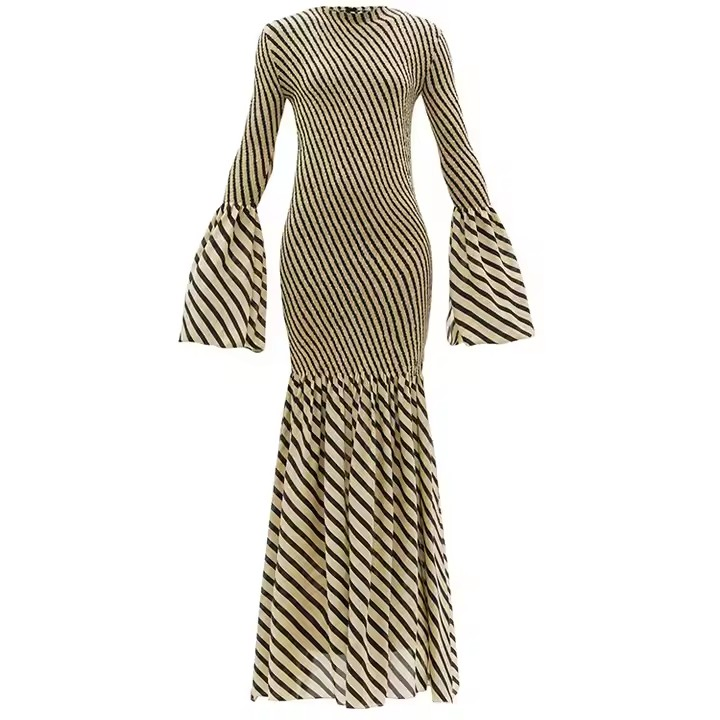 Custom Dress Evening Fashion Wholesale Ladies Girls Dress Elegant Customized Formal Striped Maxi Women Casual Dresses