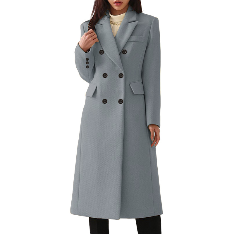 Hot Sale New Autumn Winter Women's Plus Size Breathable Plain Dyed Double Breasted Long Sleeve Overcoat Trench Coat