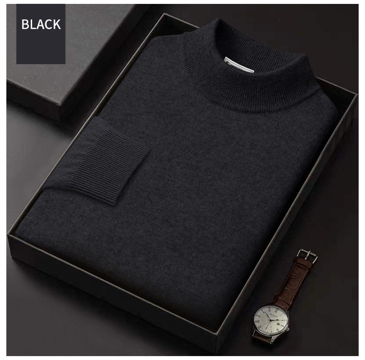 Crew Neck Black Plain Crochet Blank Winter Mohair Wool Pullover Cashmere Knit Sweater for Men