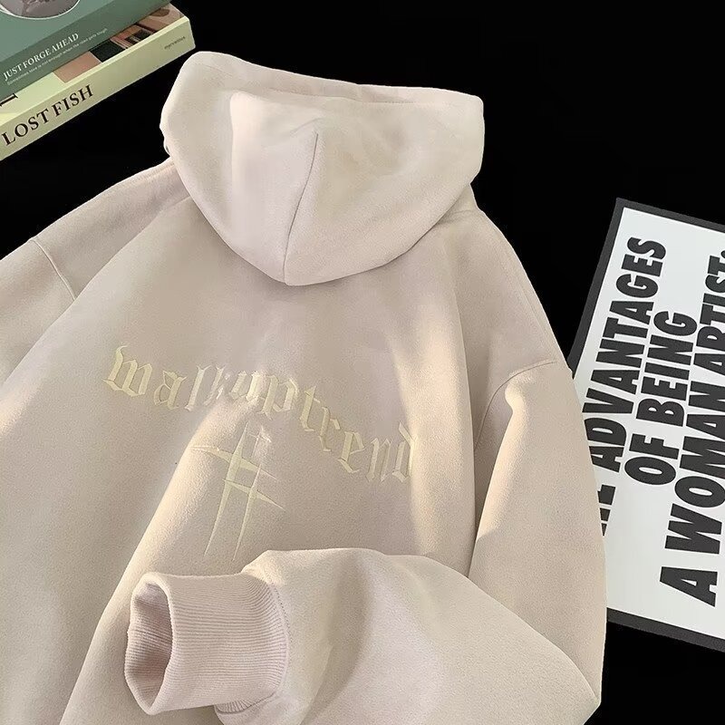 Men's Sueded Fleece Hoodie Heavyweight Brushed Vintage Americana Drop Shoulder Archival Outerwear