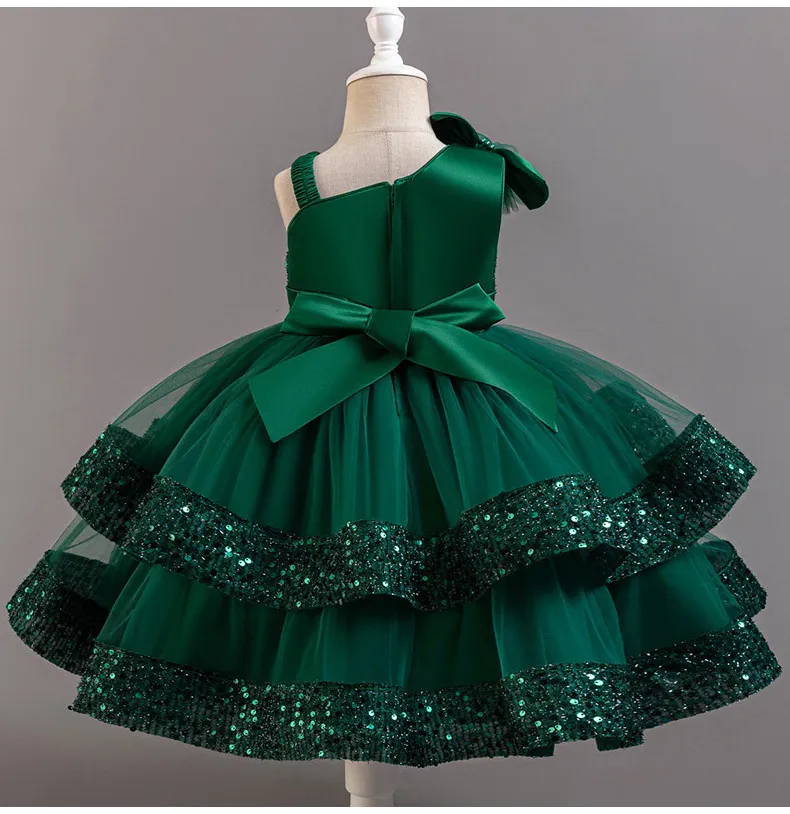 Children's Sequined Fluffy Mesh Cake Princess Dress Baby Girl Evening Dress