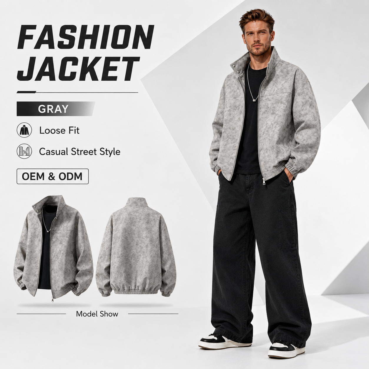 "Men's Denim Jacket Autumn Winter 2026 Collarless Canvas Loose Fit Comfortable Versatile High-quality Breathable Casual"