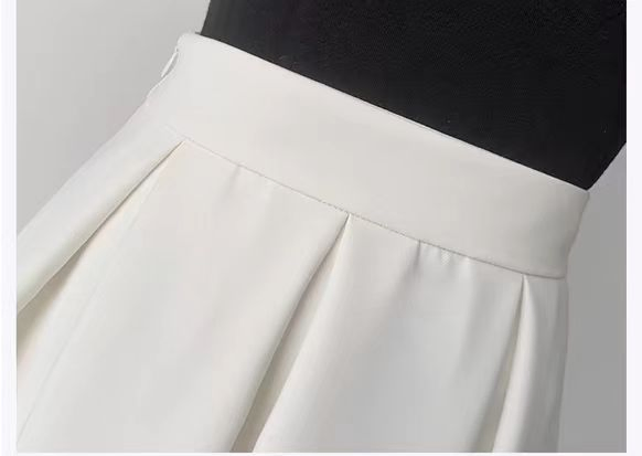 2024 New High-Waisted Loose Pleated Skirt with Texture
