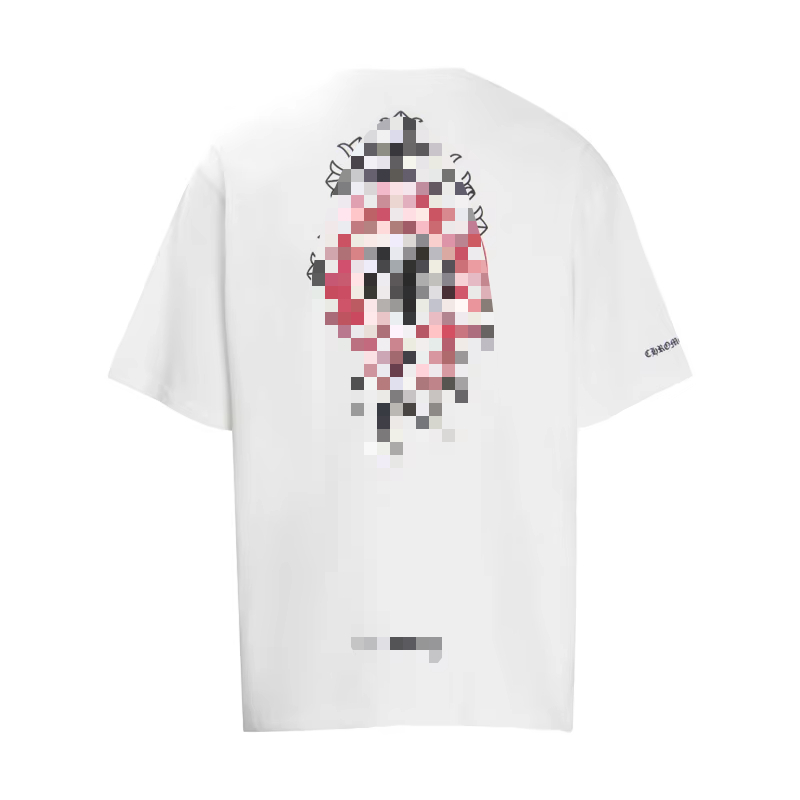 High Grammage 240g Chromed Hearts Letter Knitted Silk Screen Printed Hip Hop Unisex Short Sleeve T-Shirt 100% Cotton Wholesale